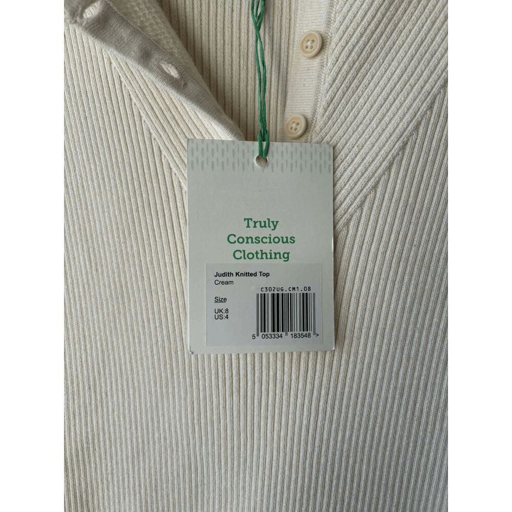 People Tree Organic Cotton Judith Knitted Top In Cream Womens Us 4 Uk 8 — image 3 of 3